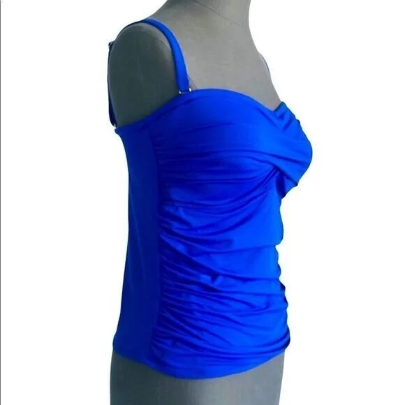 La Blanca Women's Blue Swimming Suit Top 36D Bra-Sized Support Nylon Stretch EXC - Picture 5 of 6